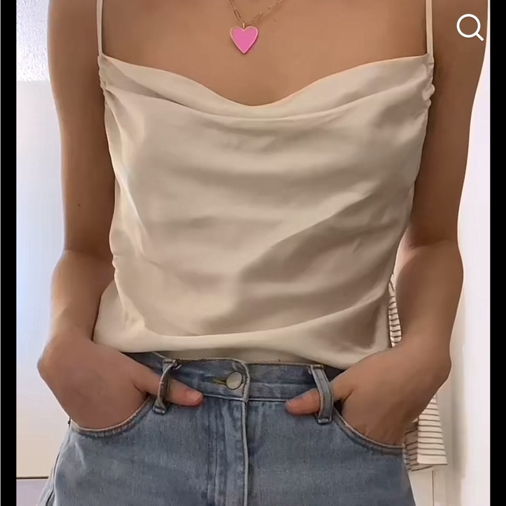 Aritzia Wilfred Allusion Satin Cowl Neck Camisole Top - Picture 2 of 8